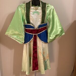 Disney Girls Green Mulan Kimono Dress Costume With Belt-Size 7/8